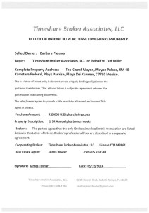 Letter of Intent to Purchase Timeshare